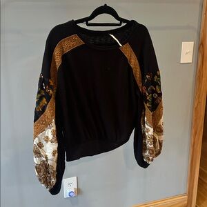 Free people Sweater with Floral Sleeves